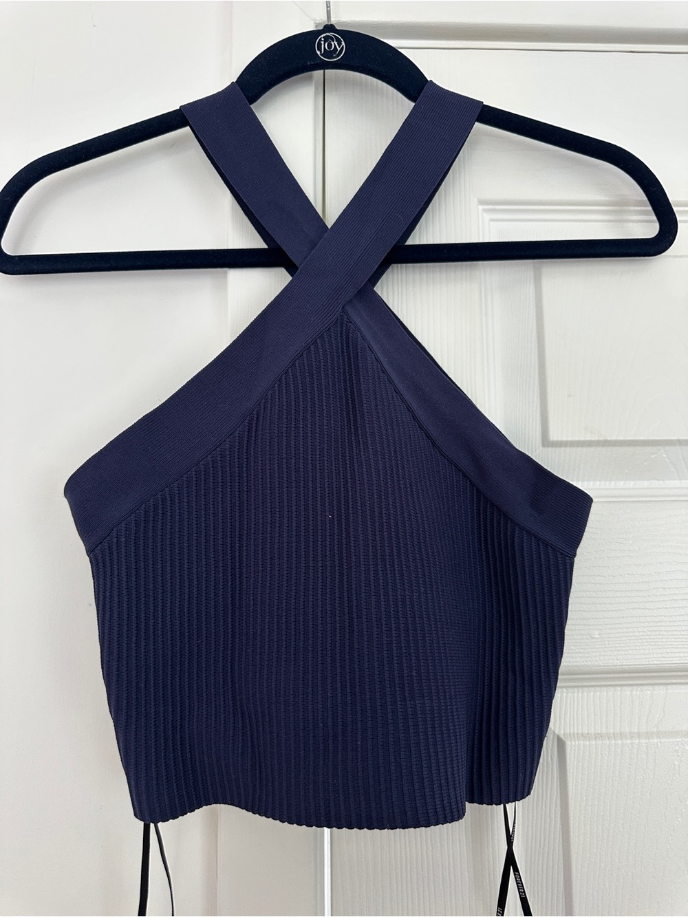 Forever 21 Navy Cross-Back Ribbed Crop Top
